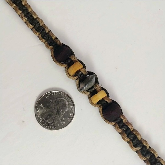 Woven Fiber Necklace with Metal and Wood Accents - Picture 3 of 6